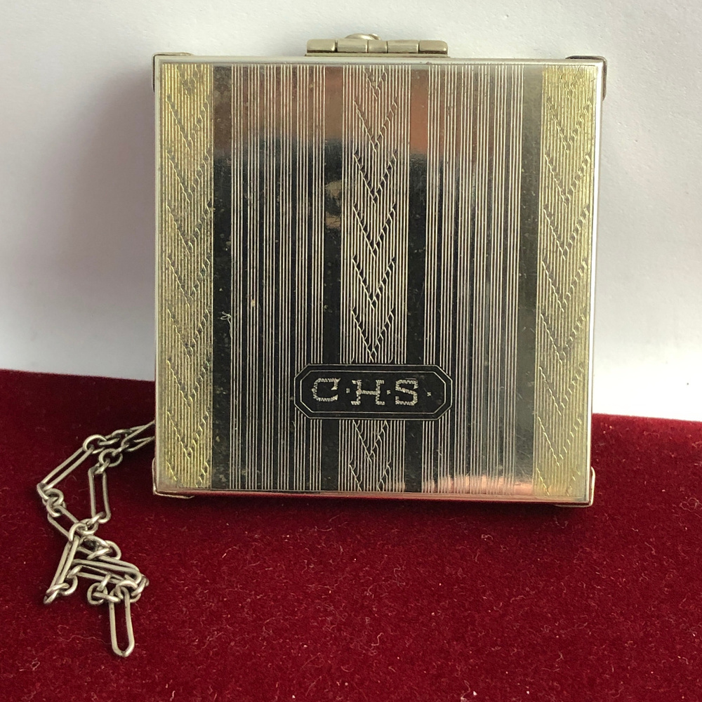Vintage 1930's Silver Art Deco dance coin compact